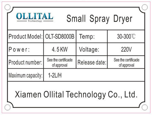 2L Laboratory Spray Dryer Equipment 220V-450V รับประกัน 1 ปี